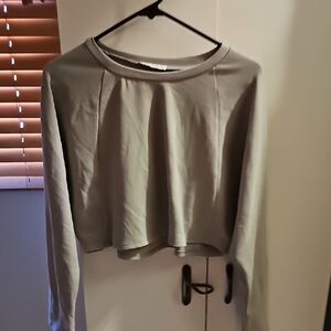 Gray Long Sleeve Crop Top